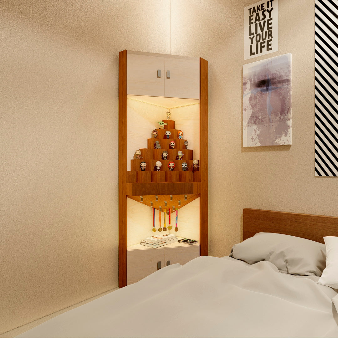 Mueble esquinero para colecciones